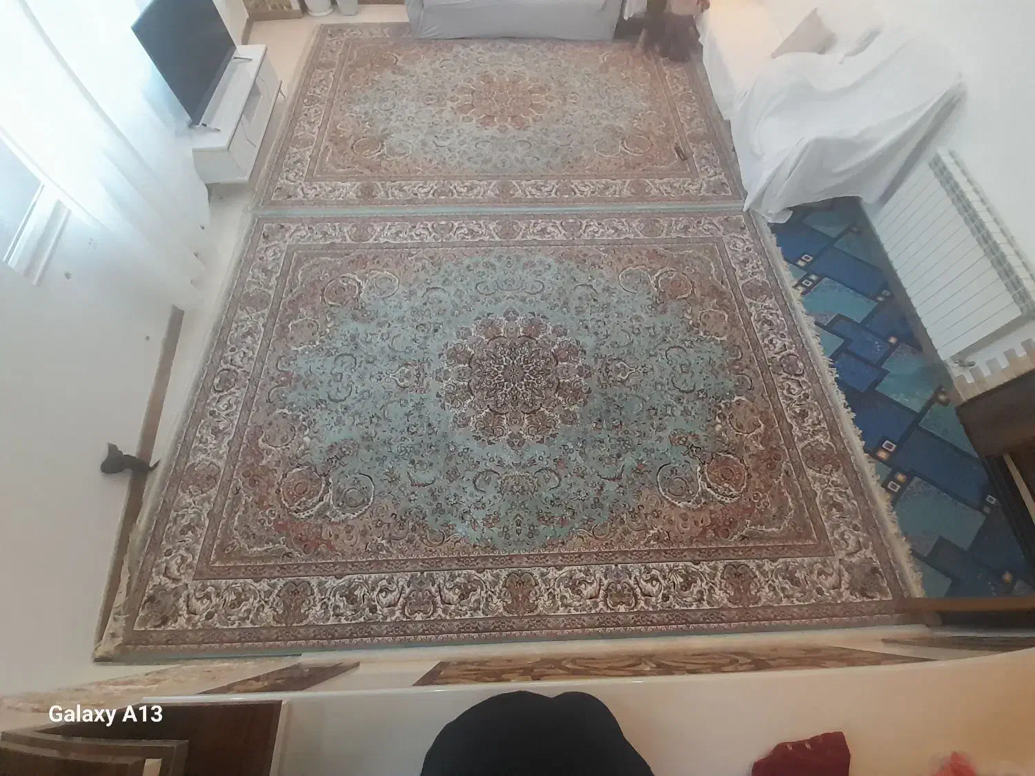 فروش دوعدد فرش فیروزه ای 700شانه تراکم 2550|فرش|مهاباد (آذربایجان غربی), |دیوار