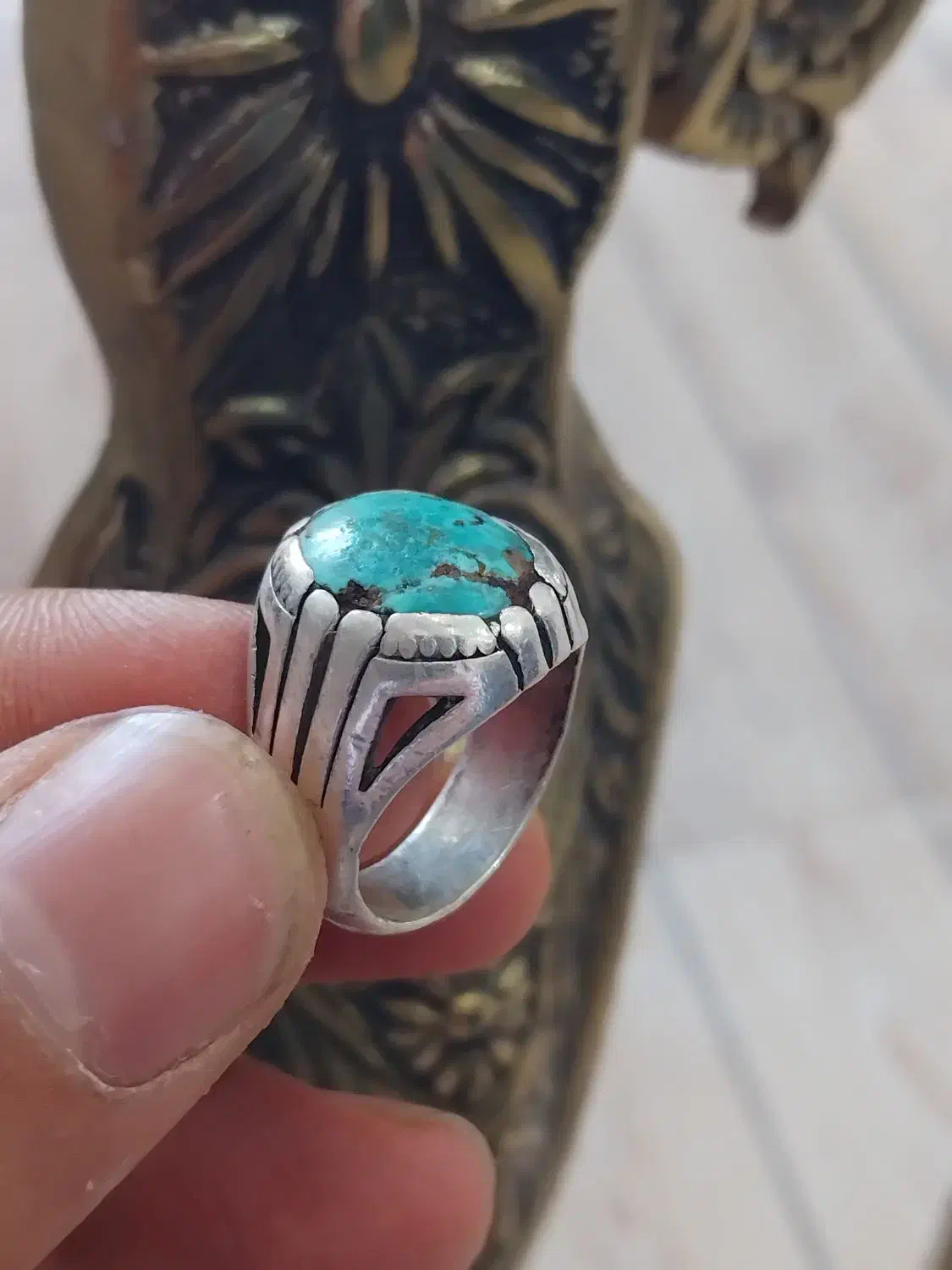 انگشترنقره فیروزه|کلکسیون اشیاء عتیقه|قیدار, |دیوار