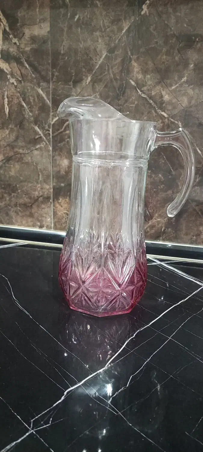 ۲دست جام رنگی ترک با پارچ امپراتوررنگی تراش فرانسه|ظروف سرو و پذیرایی|مشهد, آبکوه|دیوار