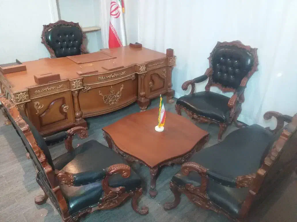 مبلمان اداری مدل پایه طلایی ست مدیریتی|دفتر کار|بندر انزلی, گلسرخ|دیوار
