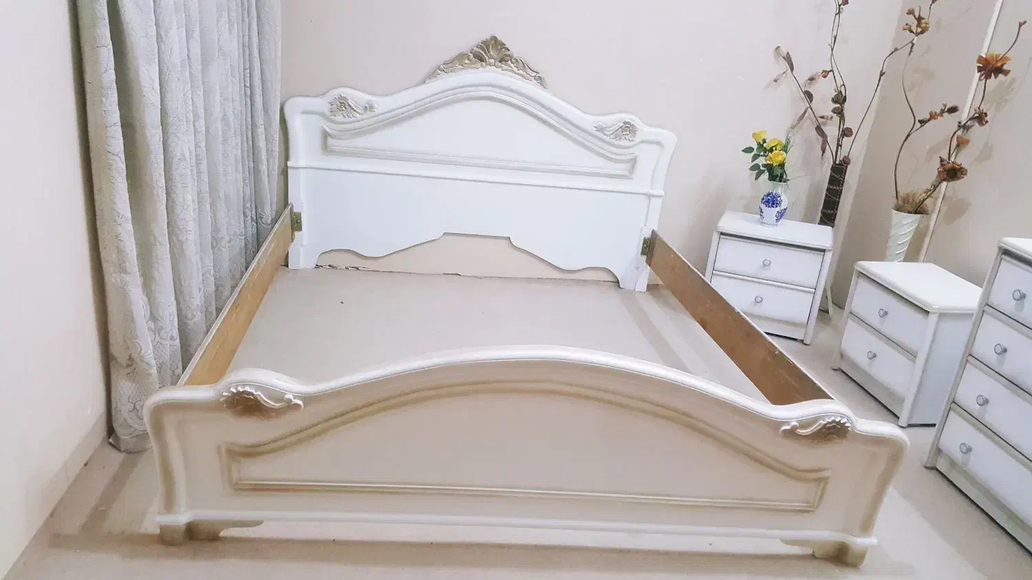 سرویس خواب چوب گردو تخت پاتختی دراور|تخت و سرویس خواب|مشهد, نیروی هوایی|دیوار