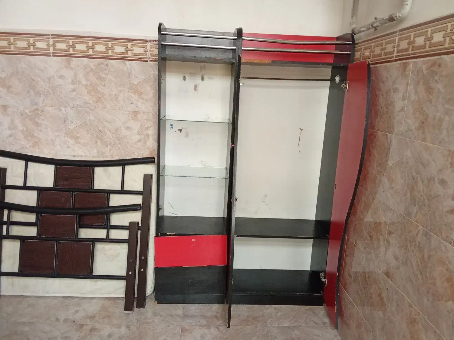 تخت تک نفره و کمد|تخت و سرویس خواب|قیدار, |دیوار