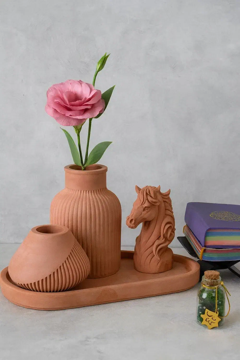 ست اسب و گلدان مراکشی و جاعودی سنگ مصنوعی طرح سفال|صنایع دستی و سایر لوازم تزئینی|تهران, سلسبیل شمالی|دیوار