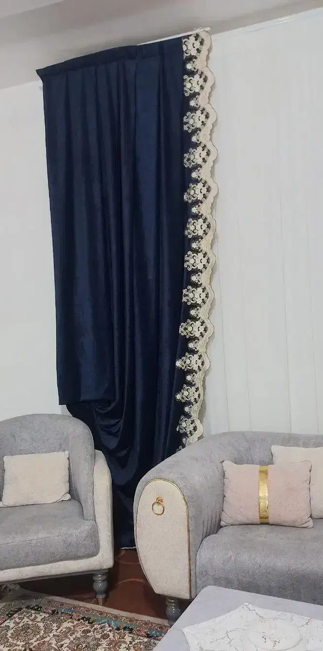 شال پرده سرمه ای|پرده، رانر، رومیزی|نورآباد, |دیوار