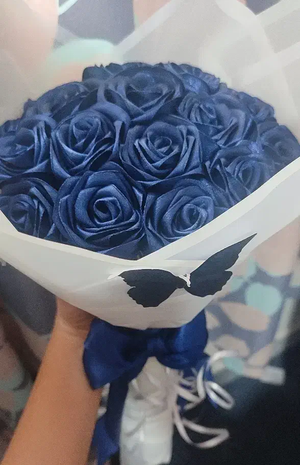 گل روبانی سورمه ای 19 شاخه|گل مصنوعی|بوشهر, |دیوار