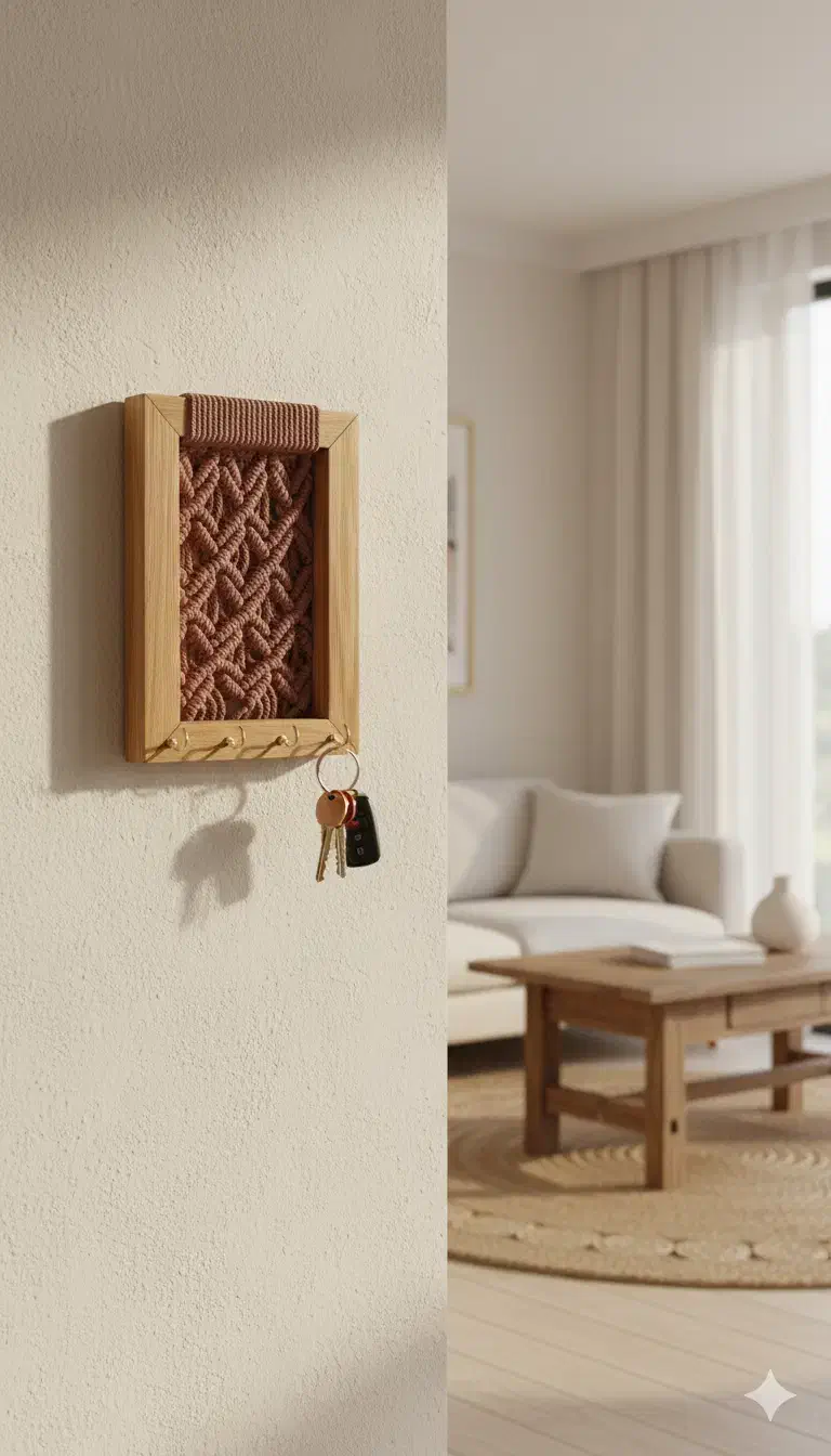 جاکلیدی چوبی دستبافت مکرومه|صنایع دستی و سایر لوازم تزئینی|تهران, سازمان برنامه جنوبی|دیوار