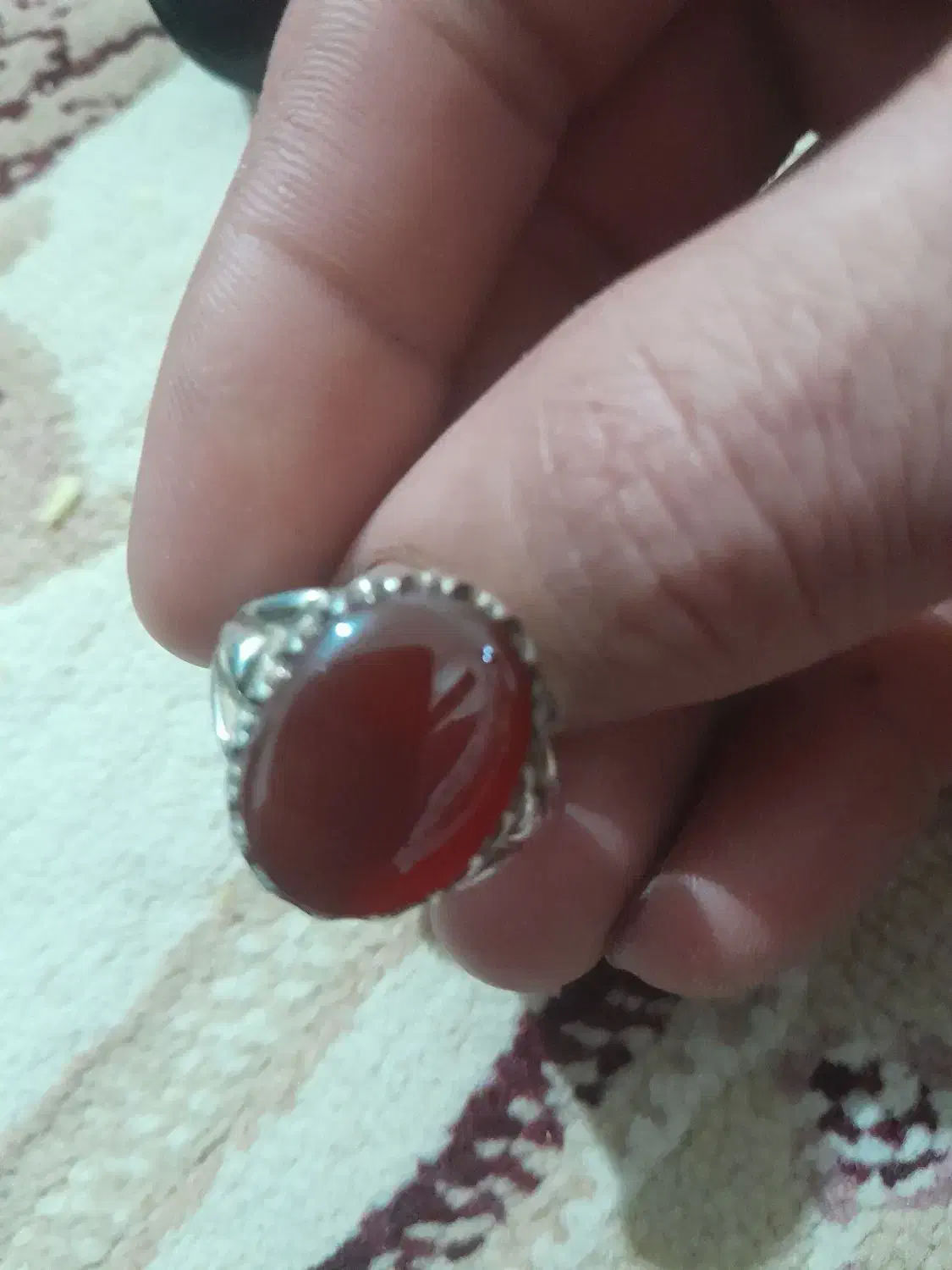 انگشتر عقیق و رکاب نقره|جواهرات|پیشوا, |دیوار