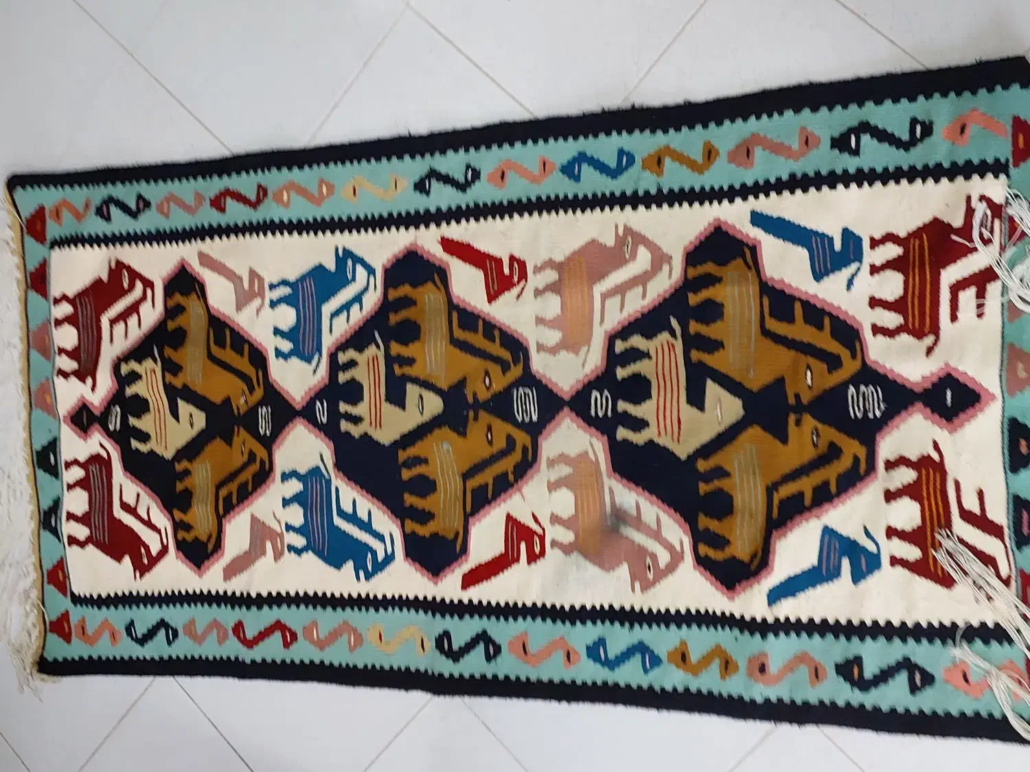 گلیم دستبافت باغ وحش|گلیم، جاجیم، گبه|مشهد, هفت تیر (نه دره)|دیوار