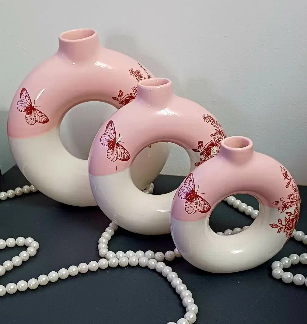 گلدان دکوری سه سایز،مدل گل و پروانه|صنایع دستی و سایر لوازم تزئینی|بندر انزلی, امامزاده|دیوار