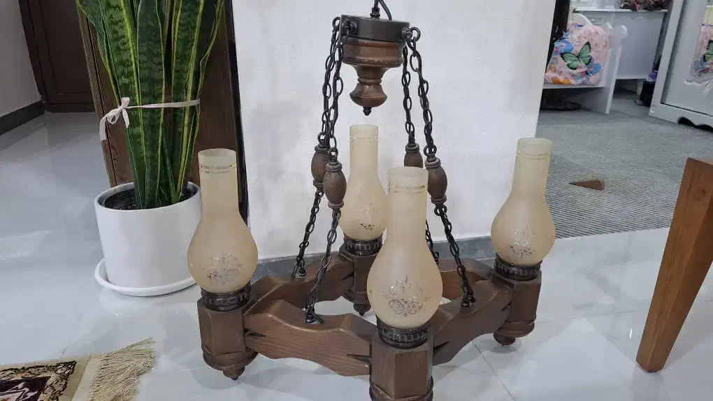 لوستر چوبی شیک و اسپرت|لوستر و چراغ آویز|اندیمشک, |دیوار