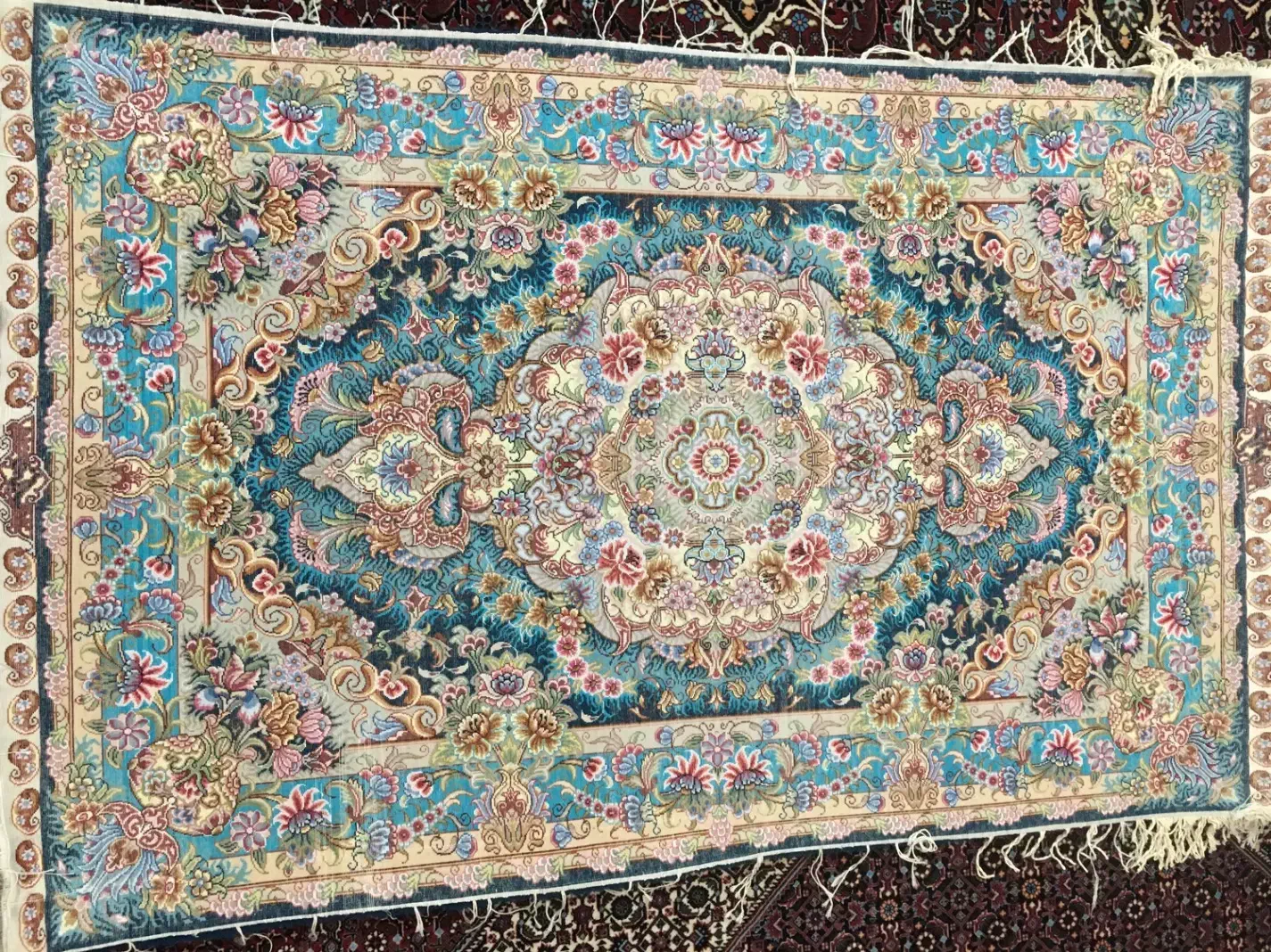 فرش دستبافت جفت زرنیم چله ابریشم|فرش|همدان, |دیوار