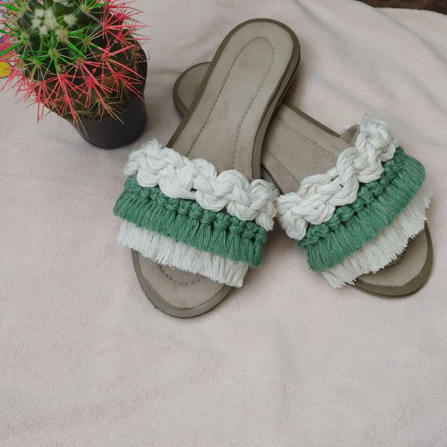 صندل دمپایی تابستانی مکرومه|کیف، کفش، کمربند|اردبیل, |دیوار