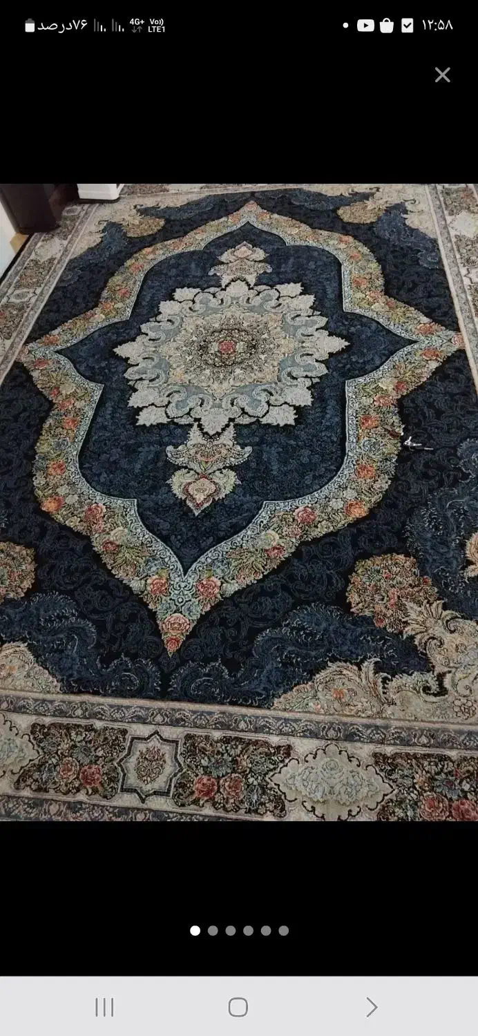 سرمه ای کاربنی جفت ۱۲متری تمام‌ نخ|فرش|گنبد کاووس, |دیوار