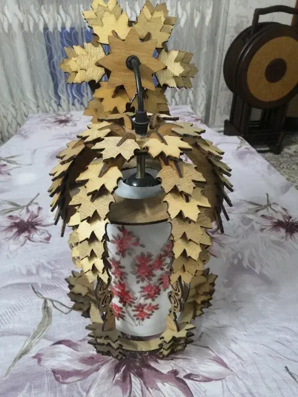 لوستر چوبی فانتزی|لوستر و چراغ آویز|فردیس, فرامرزیه|دیوار