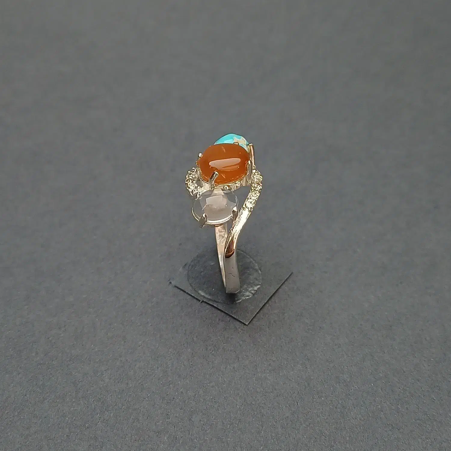 انگشتر نقره زنانه سه نگین معدنی|جواهرات|قم, حاج زینل|دیوار