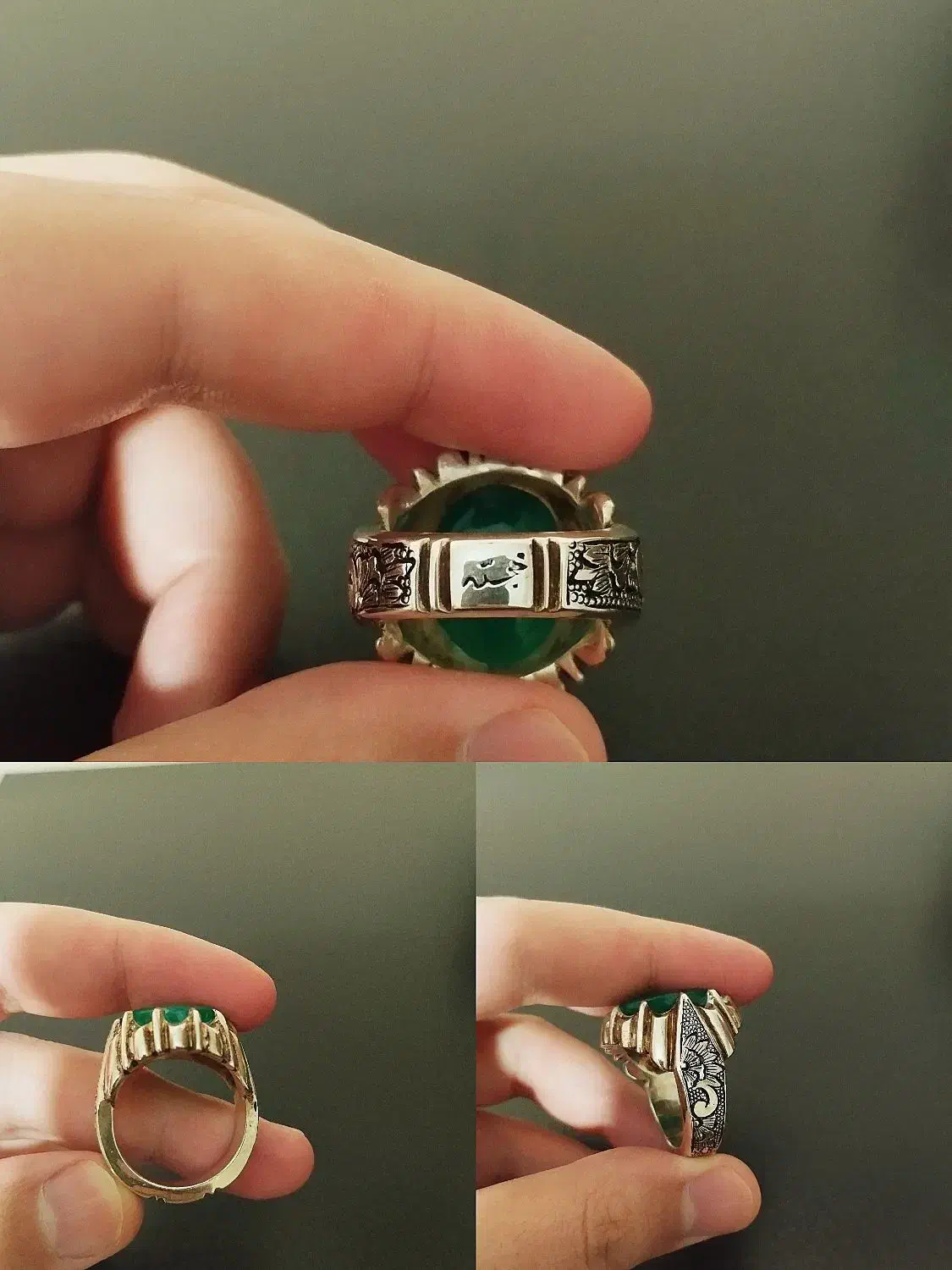 انگشتر دست ساز موزانایت و عقیق سبز|جواهرات|نسیم‌شهر, |دیوار