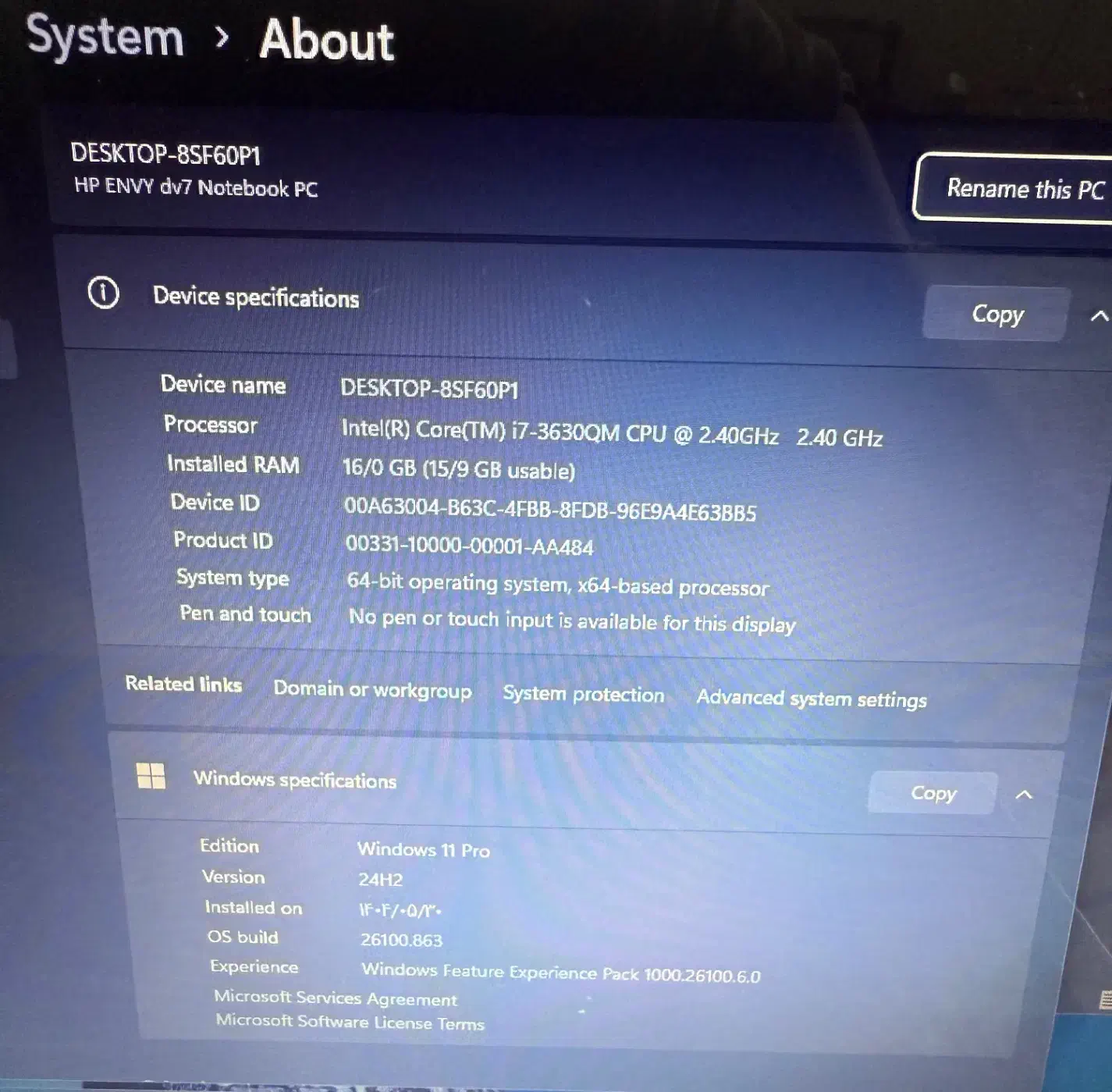 لپتاپ اچ پی ۱۷ اینچ Laptop HP ENVY dv7|رایانه همراه|اصفهان, باغ کاران|دیوار