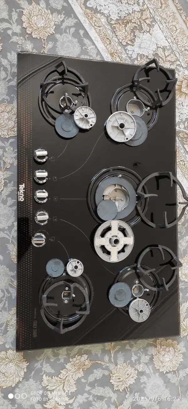 اجاق گاز صفحه ای tekno italia مجهز ترموکوپل ۵ شعله|اجاق گاز و لوازم برقی پخت‌وپز|یزد, |دیوار