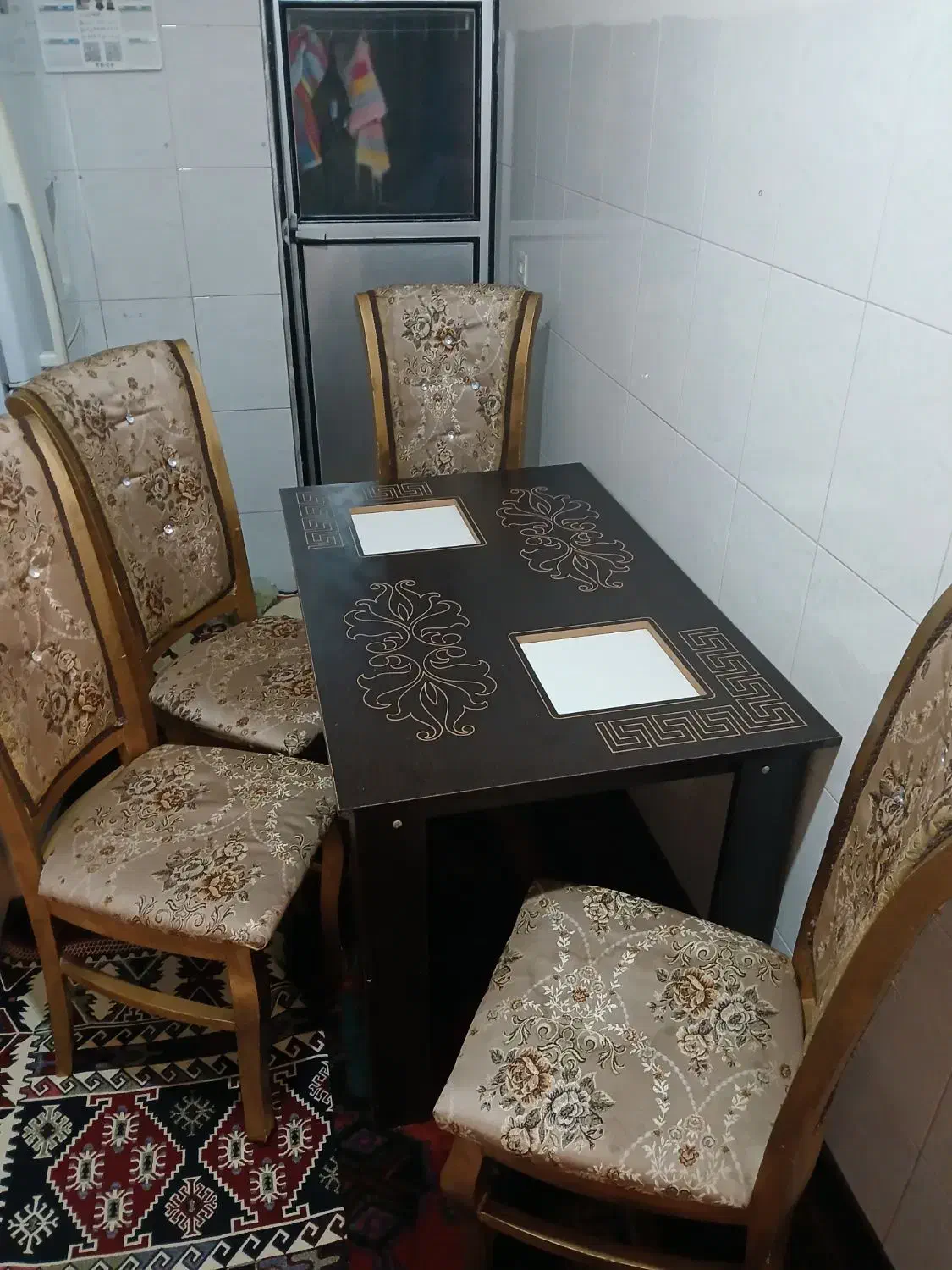 میزغذاخوری چوبی چهارنفره|میز و صندلی غذاخوری|اردبیل, |دیوار