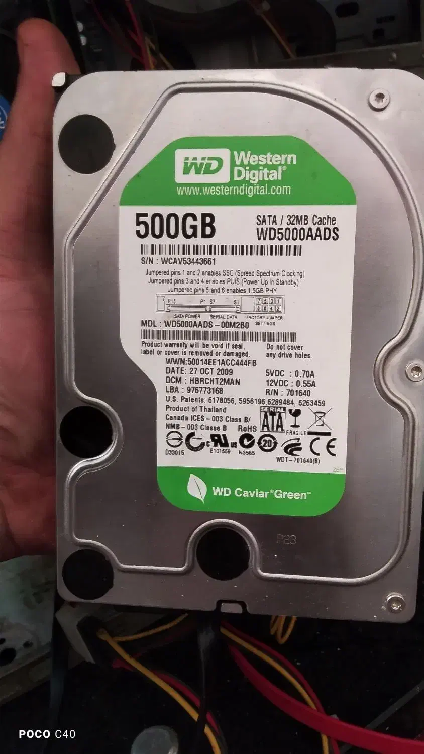 هارد وسترن سبز ۵۰۰گیگ نسل جدید ساتا اصلی|قطعات و لوازم جانبی رایانه|شیراز, گلکوب|دیوار