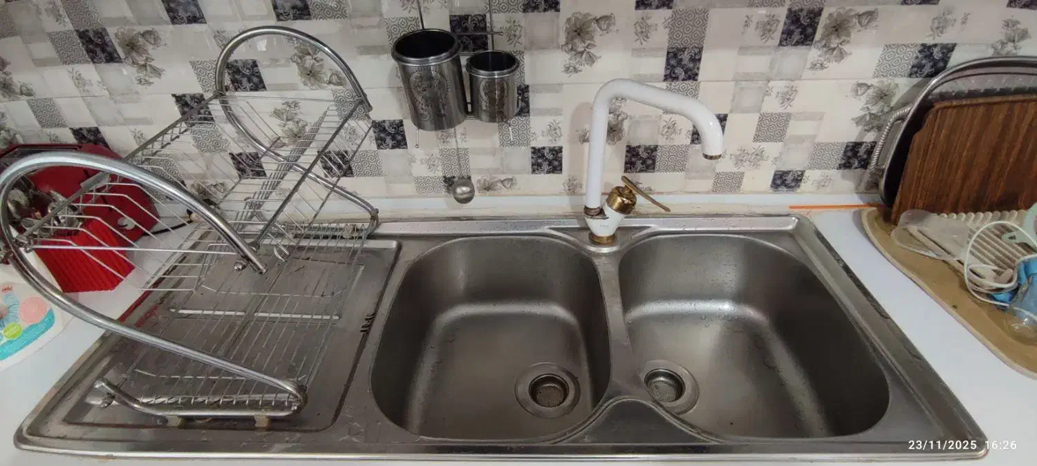 سینک شیر روشویی آب چکان جا قاشقی وسایل در حد نو|آبچکان و نظمدهنده ظروف|قزوین, |دیوار