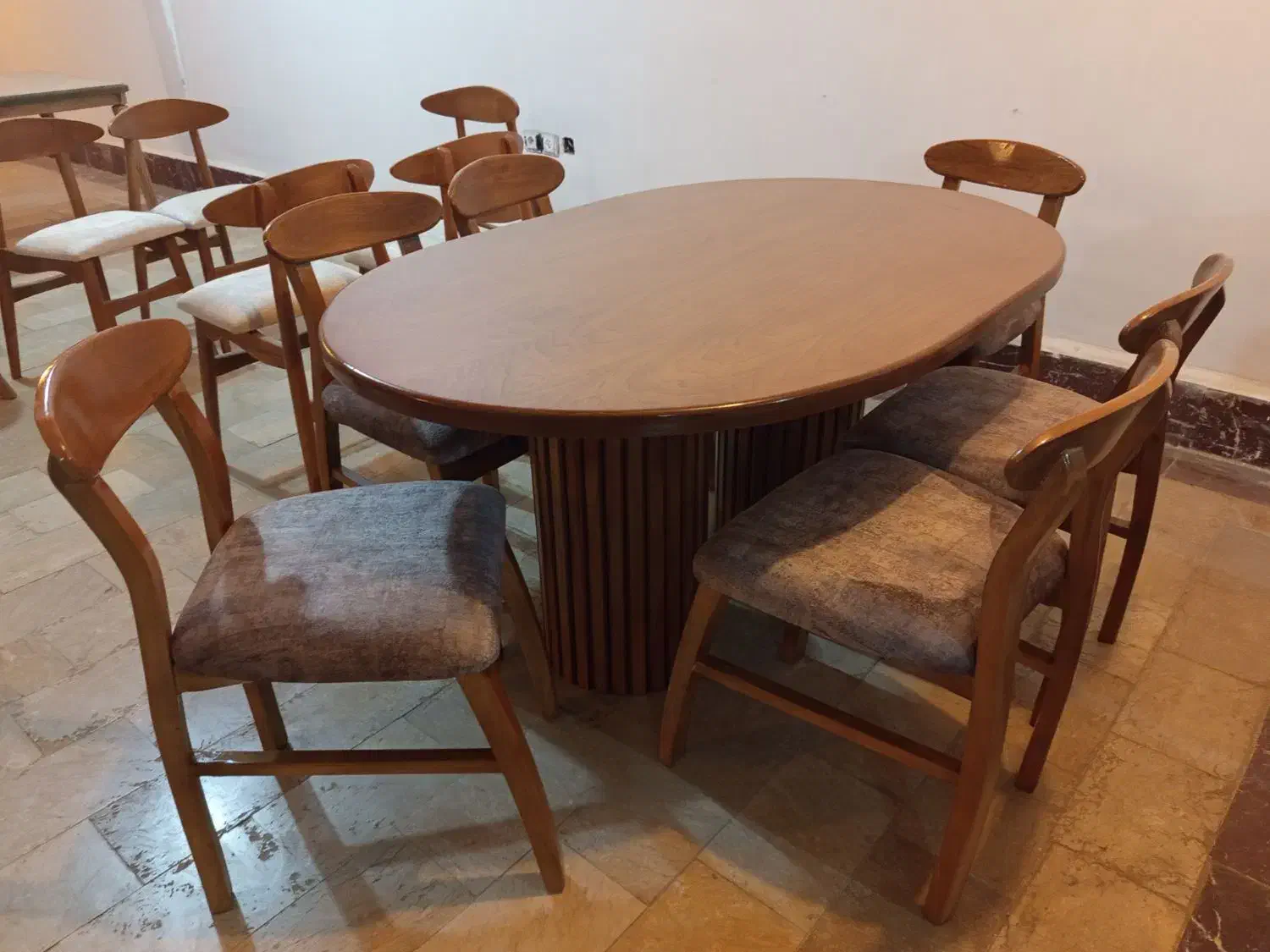 غذاخوری 6نفره چوب راش|میز و صندلی غذاخوری|خوی, |دیوار