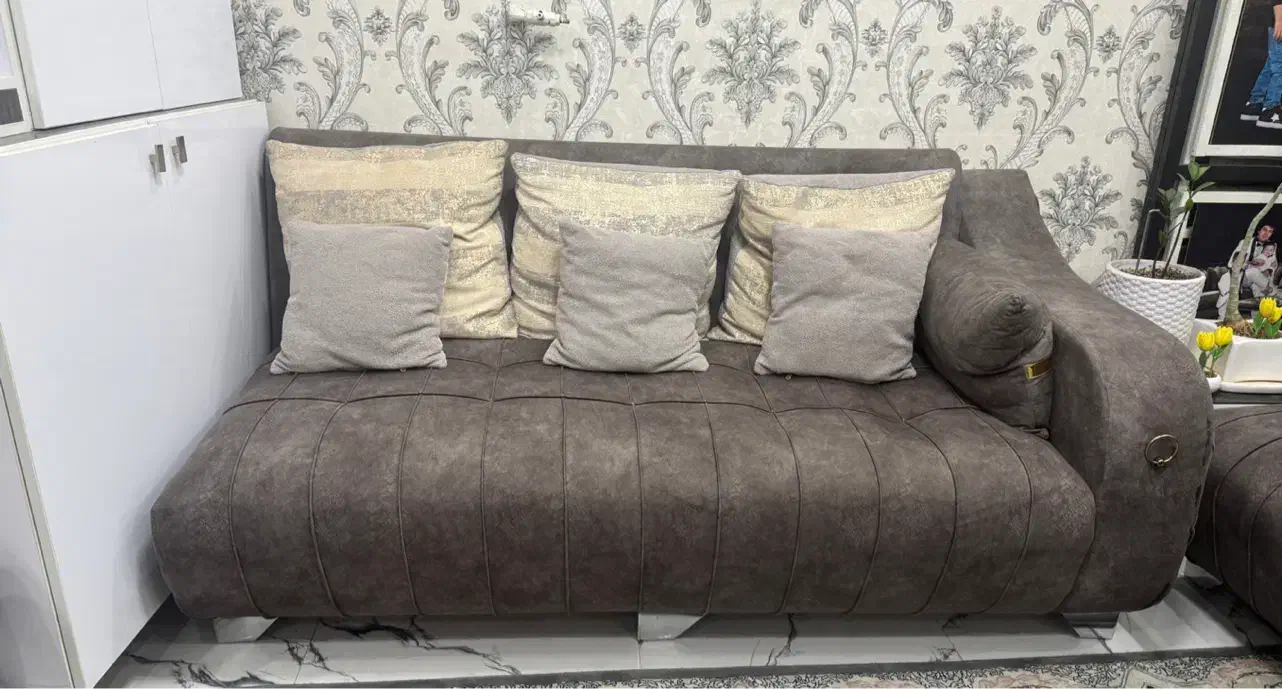 مبل ۷نفره طوسی .میزوگلمیز.جاکفشی ست|مبلمان خانگی و میز عسلی|شیراز, شهرک مخابرات|دیوار