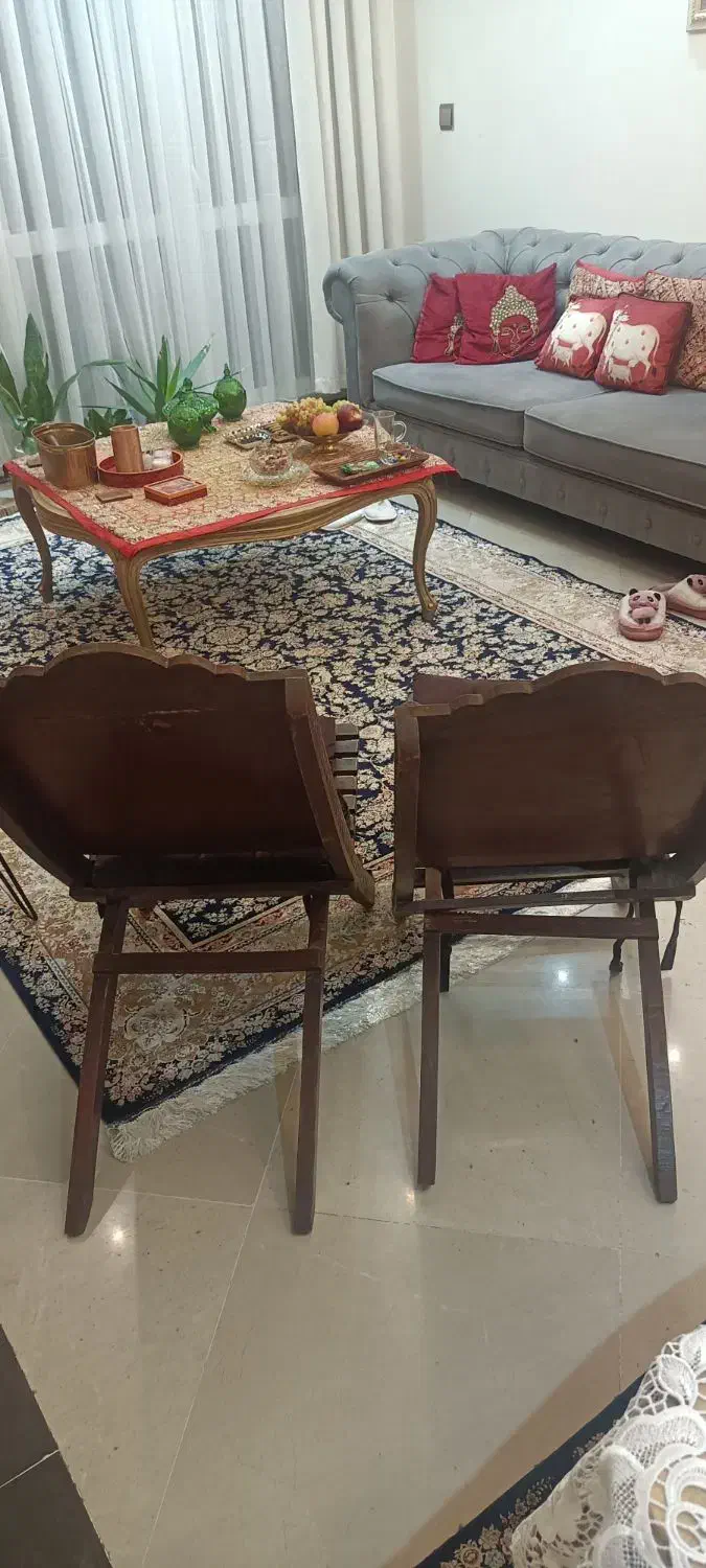 صندلی عتیقه (جفت) بیش از ۱۰۰ سال قدمت هندی|کلکسیون اشیاء عتیقه|تهران, نظامی گنجوی (توانیر)|دیوار