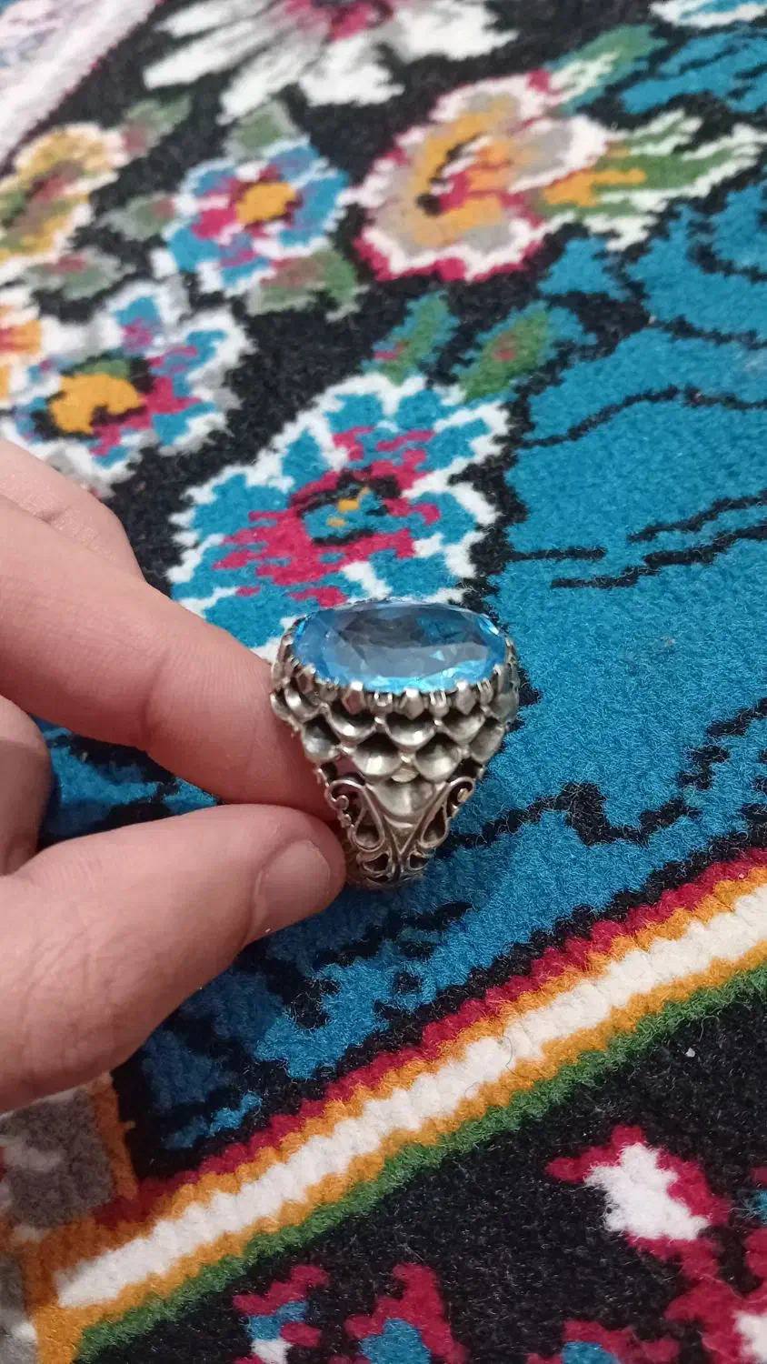 انگشتر نقره توپاز سوئیس|جواهرات|کارون, |دیوار