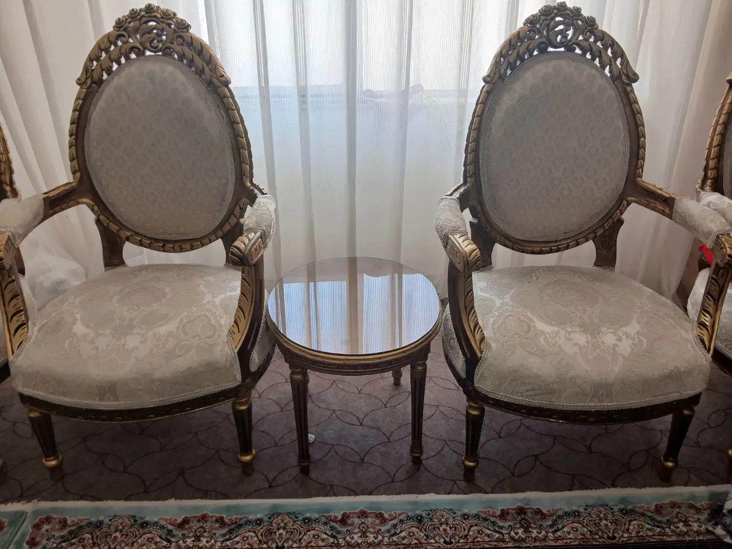 مبل ۹ نفره منبت کاری شده شیک طلایی|مبلمان خانگی و میز عسلی|مراغه, |دیوار