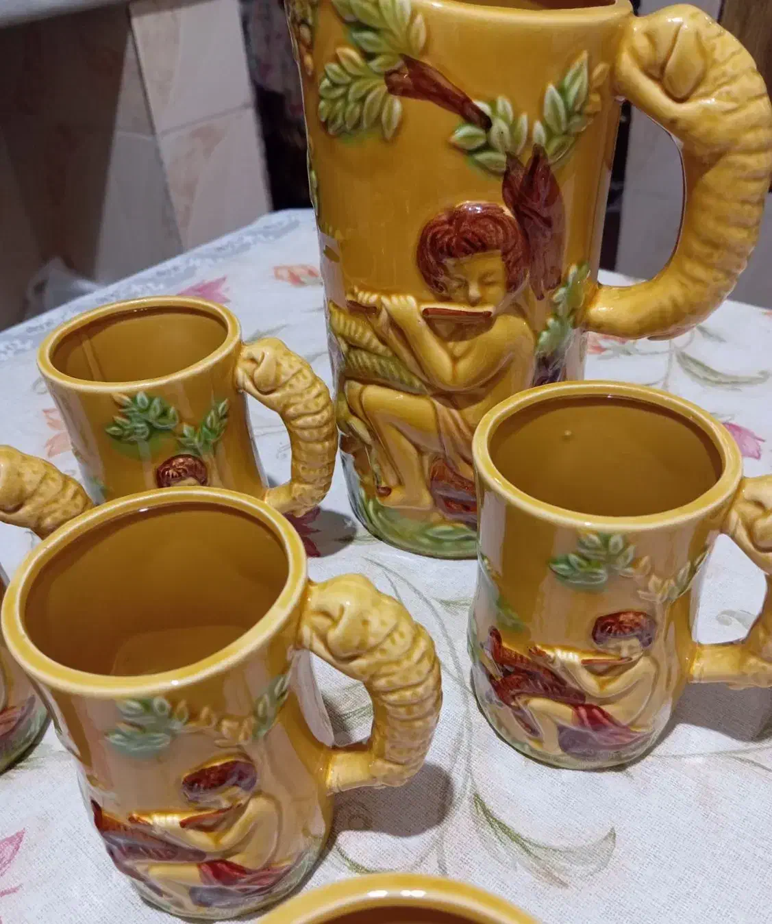 یک دست پارچ وشش لیوان ژاپنی عتیقه|کلکسیون اشیاء عتیقه|خسروشاه, |دیوار