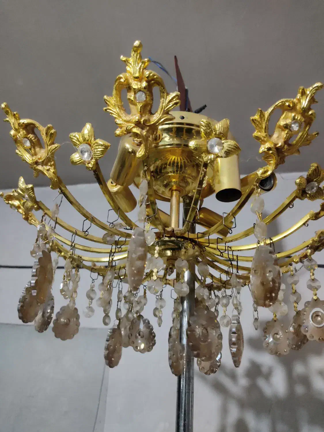 لوستر برنزی 10شاخه و6شعله|لوستر و چراغ آویز|ارومیه, |دیوار