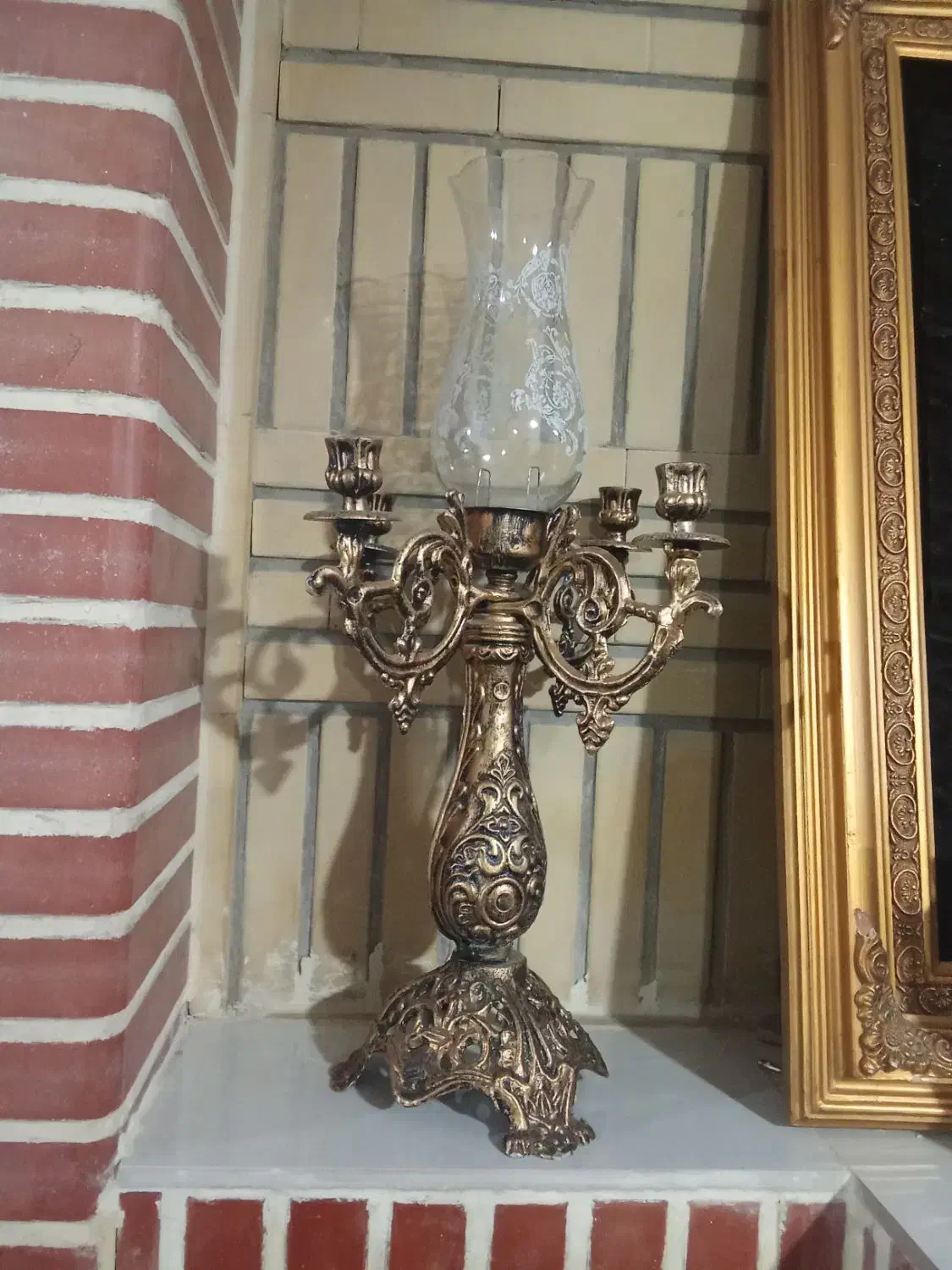 آینه و شمعدان طرح برنز|آینه|کرمانشاه, |دیوار