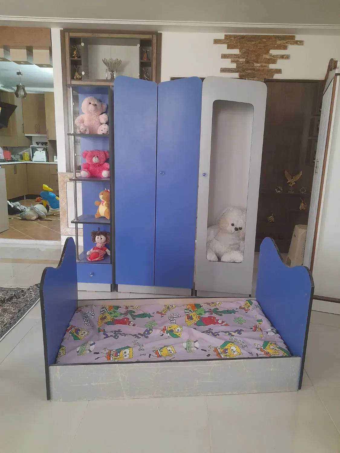 تخت و کمد بچه، تشک ،در حد نو|تخت و سرویس خواب|آران و بیدگل, |دیوار