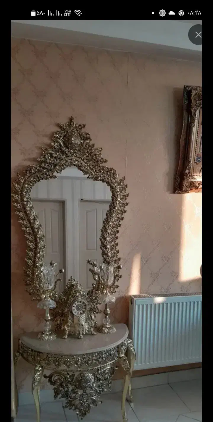 اینه کنسول طرح برنز شیک  قابلمه تابه|بوفه، ویترین، کنسول|قطور, |دیوار