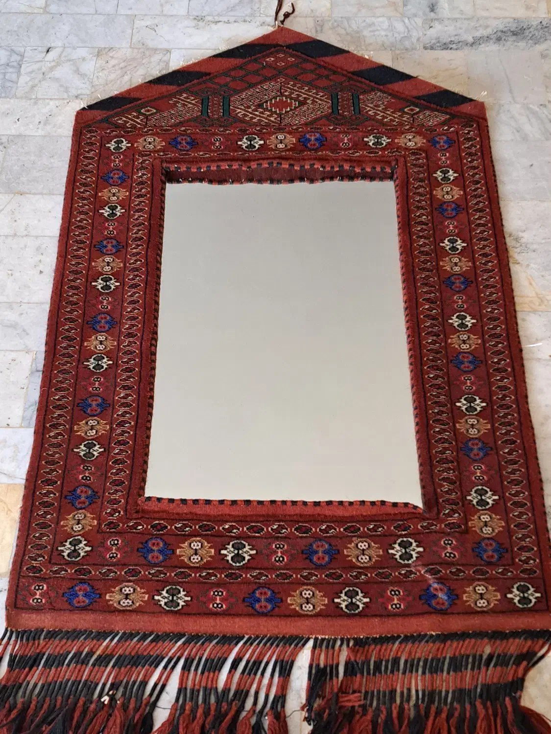 قاب آینه دست بافت|تابلو فرش|آق قلا, |دیوار