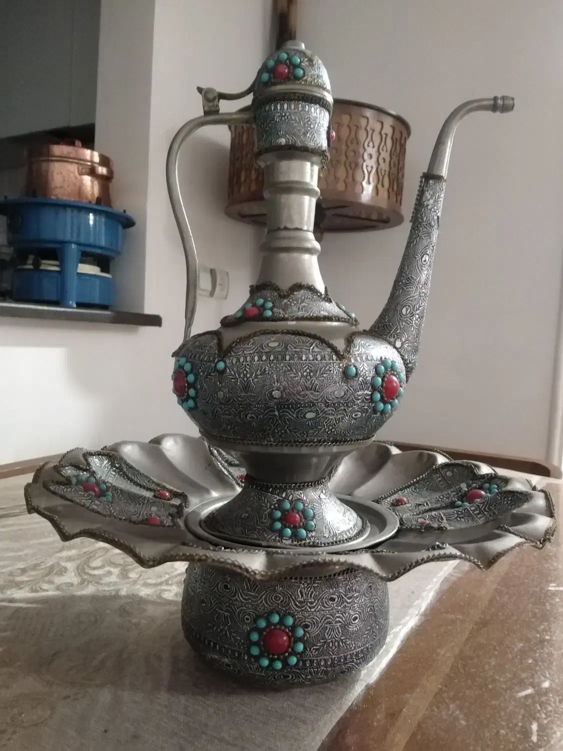 آفتابه لگن دکوری طرح قدیمی|کلکسیون اشیاء عتیقه|گرگان, |دیوار