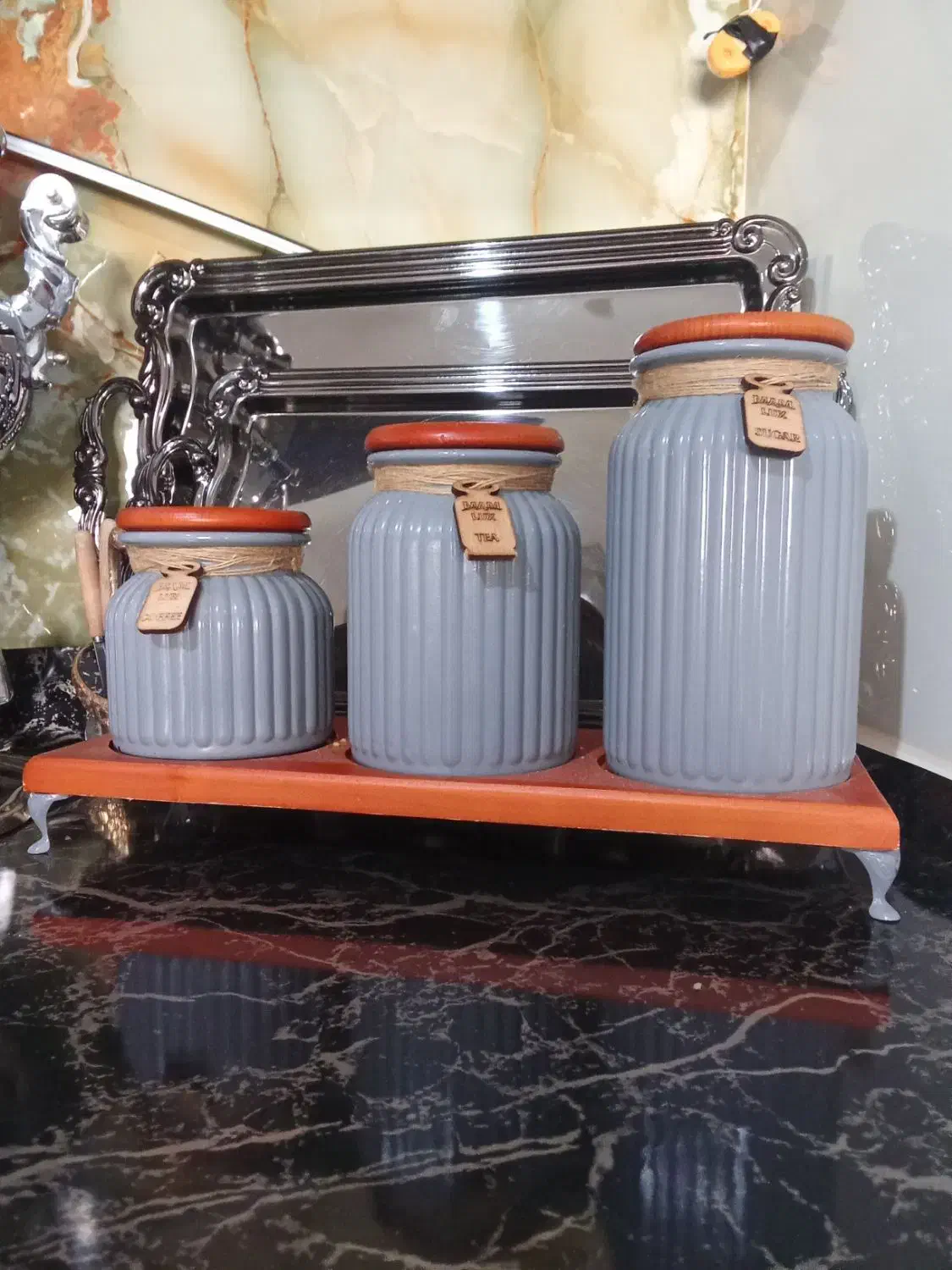 ست سه تایی پا سماوری|ظروف سرو و پذیرایی|فولادشهر, C8|دیوار