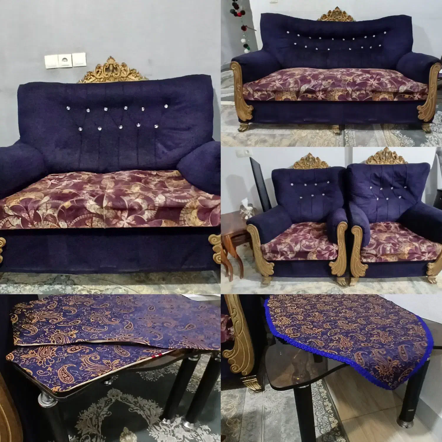 مبل هفت نفره به همراه جلو مبلی|مبلمان خانگی و میز عسلی|گرمدره, |دیوار