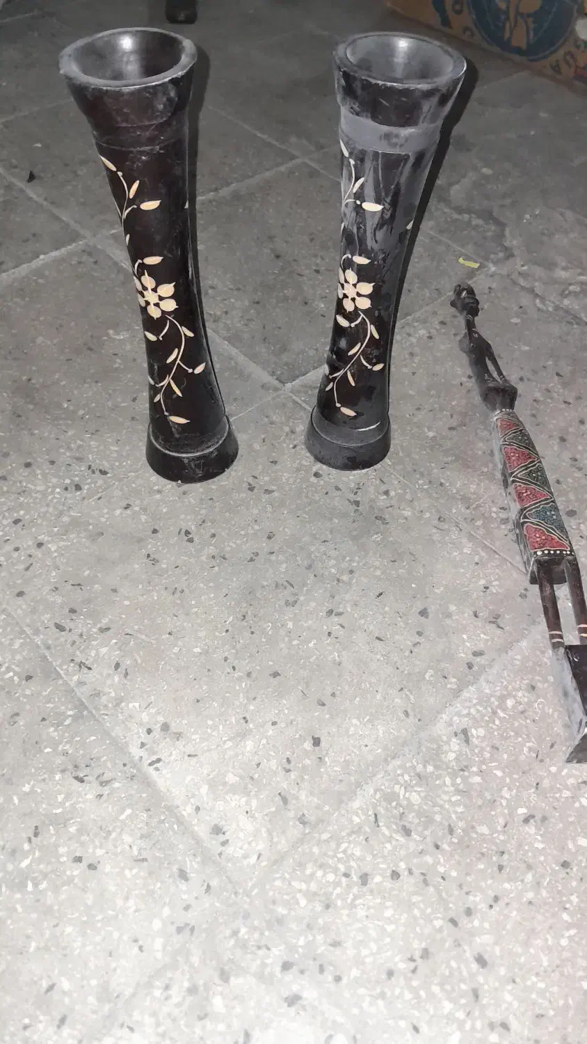 دوعدد گلدان قد ۳۰چوبی ومجسمه چوبی|مجسمه، تندیس، ماکت|تهران, آذربایجان|دیوار