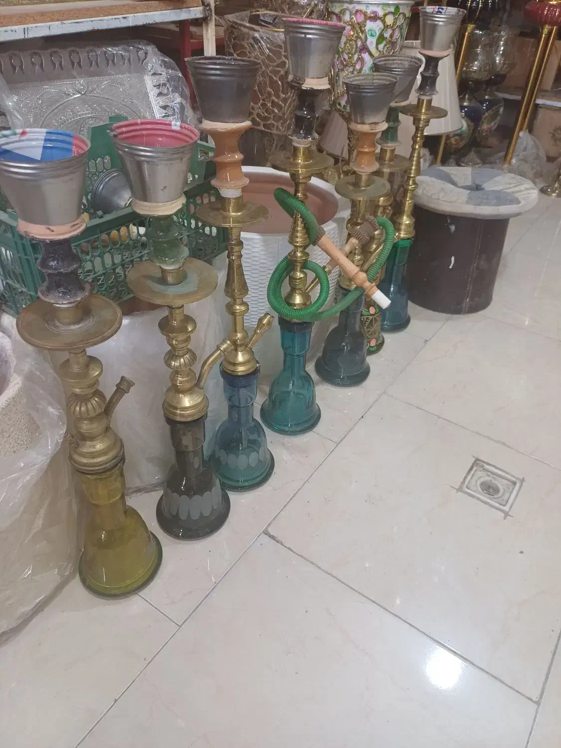 قلیان برنز ۱۰ عدد در ج یک کم کار کرد|صنایع دستی و سایر لوازم تزئینی|ارشق, |دیوار