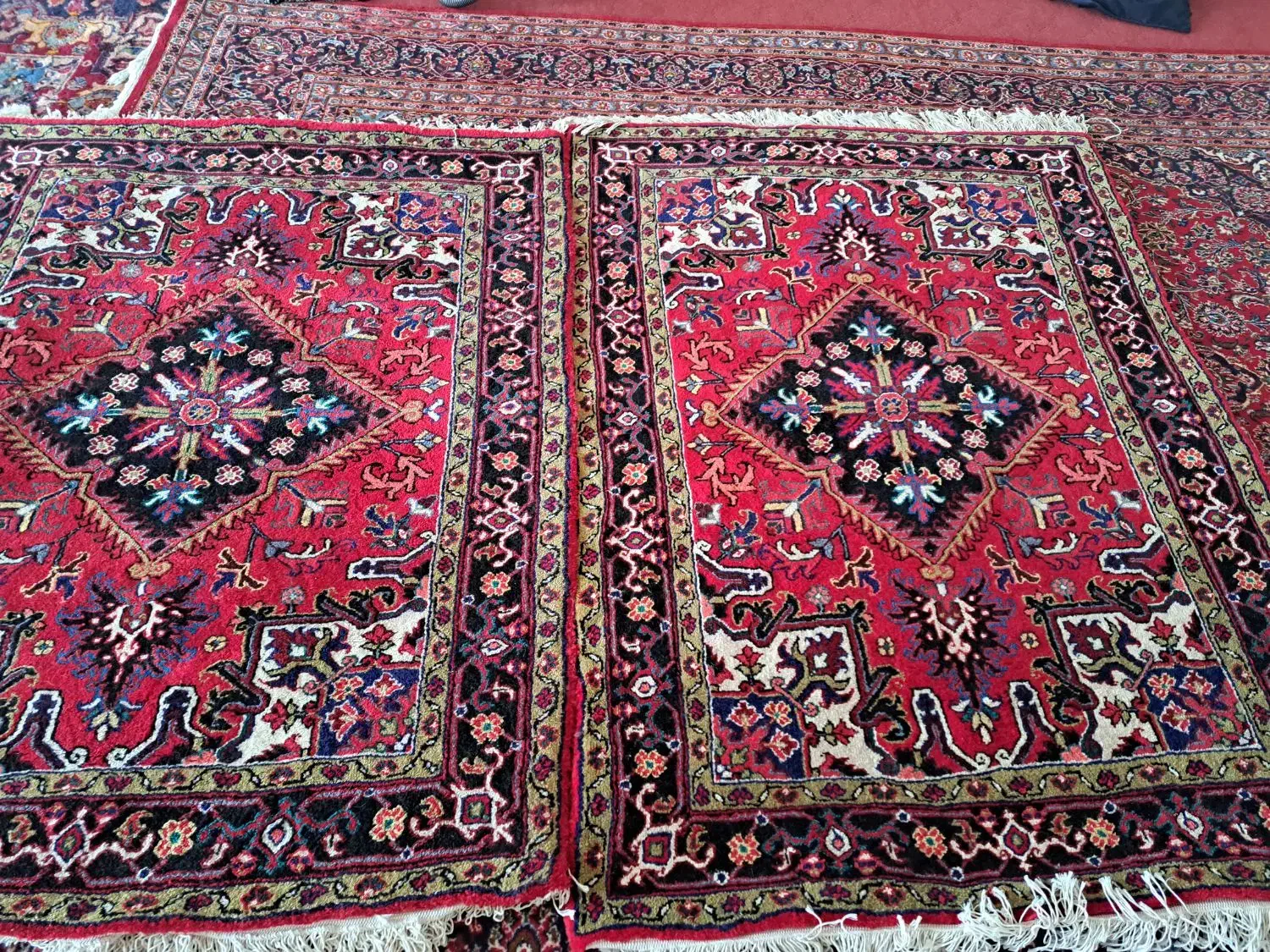 یک جفت قالیچه دستباف هریس|فرش|بستان آباد, |دیوار