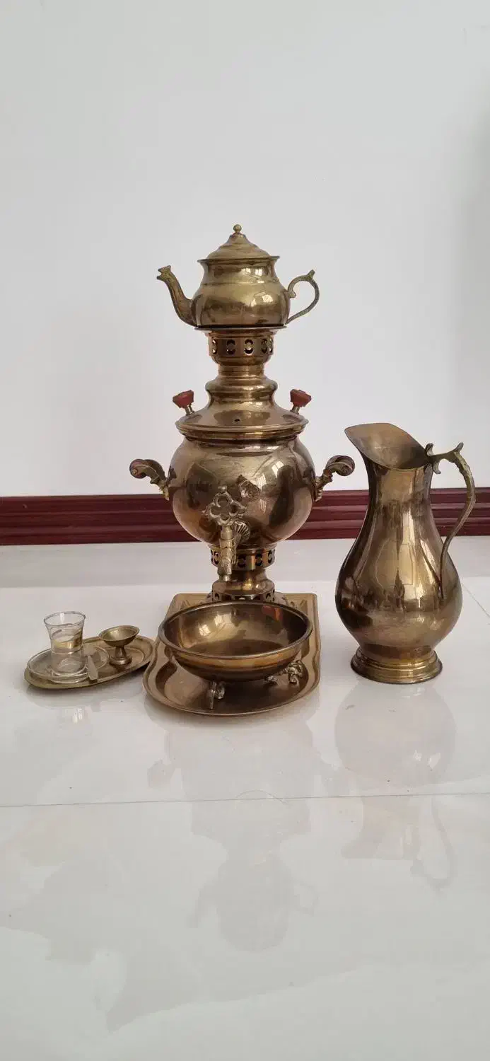 ست کامل سماور برنجی|صنایع دستی و سایر لوازم تزئینی|آمل, |دیوار