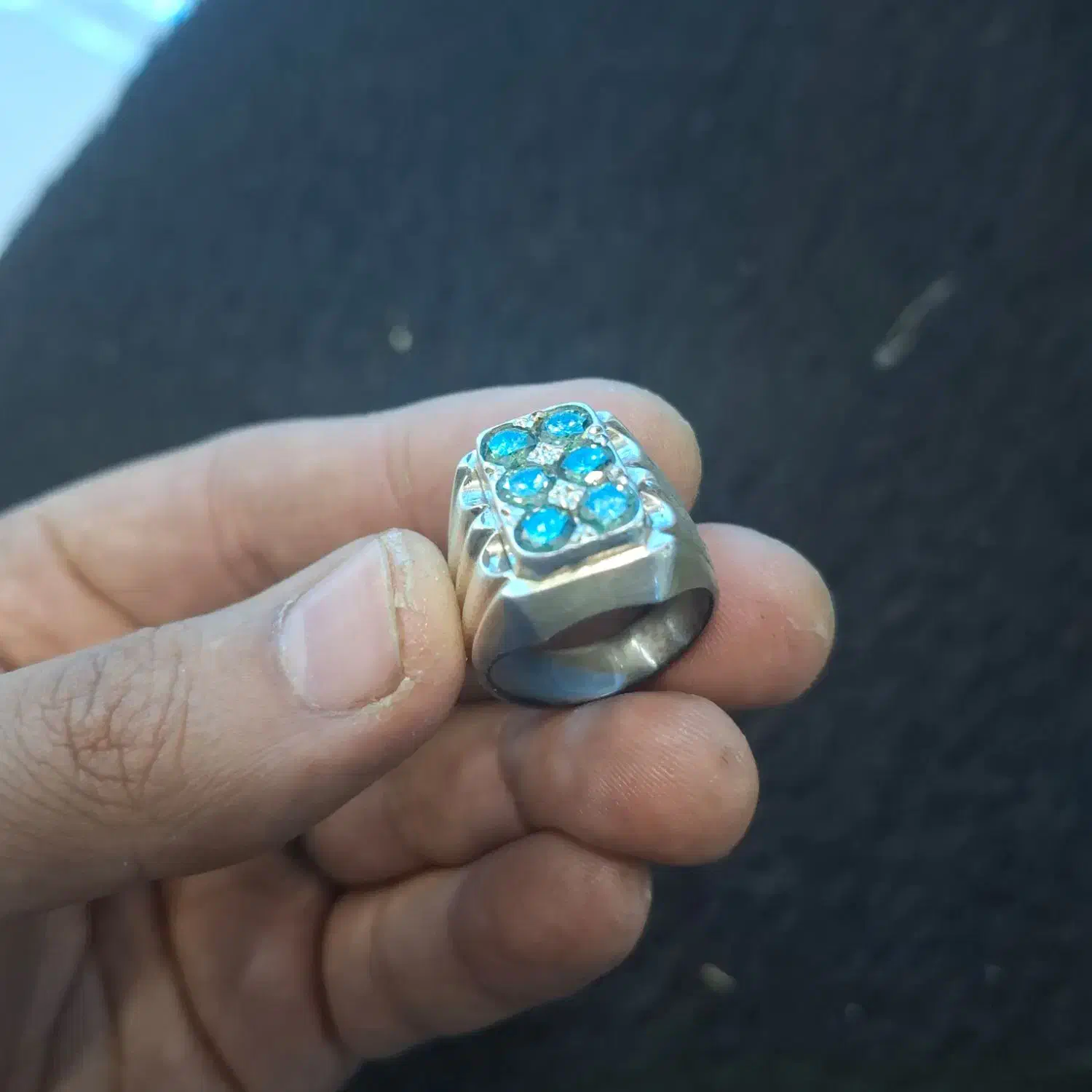 انگشتر موزونایت شش سنگ پایه سجادی|جواهرات|کرمانشاه, |دیوار