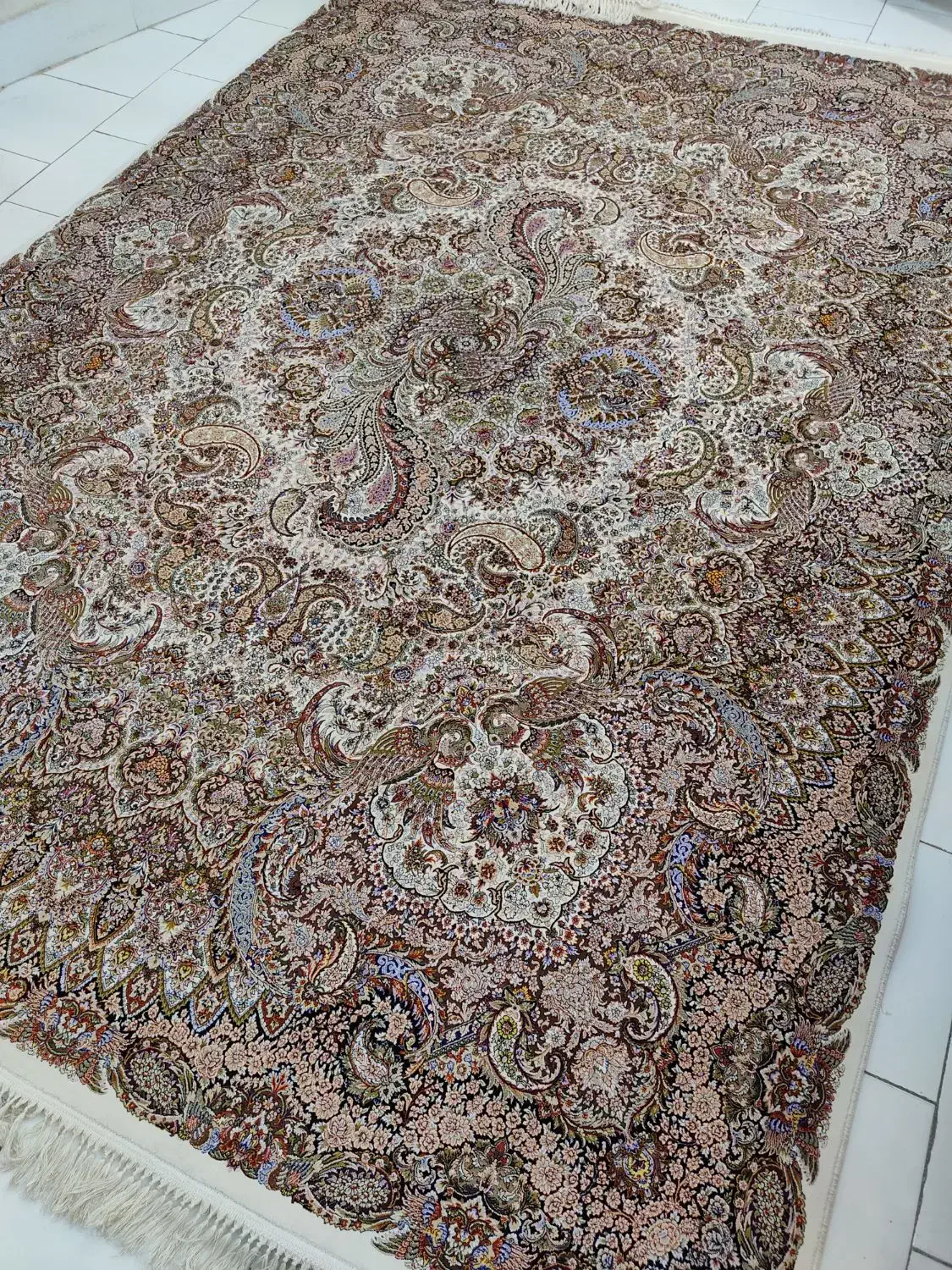 یک جفت فرش ۹ متری قیطران هزار شانه نقشه سیمرغ|فرش|اصفهان, سروستان|دیوار