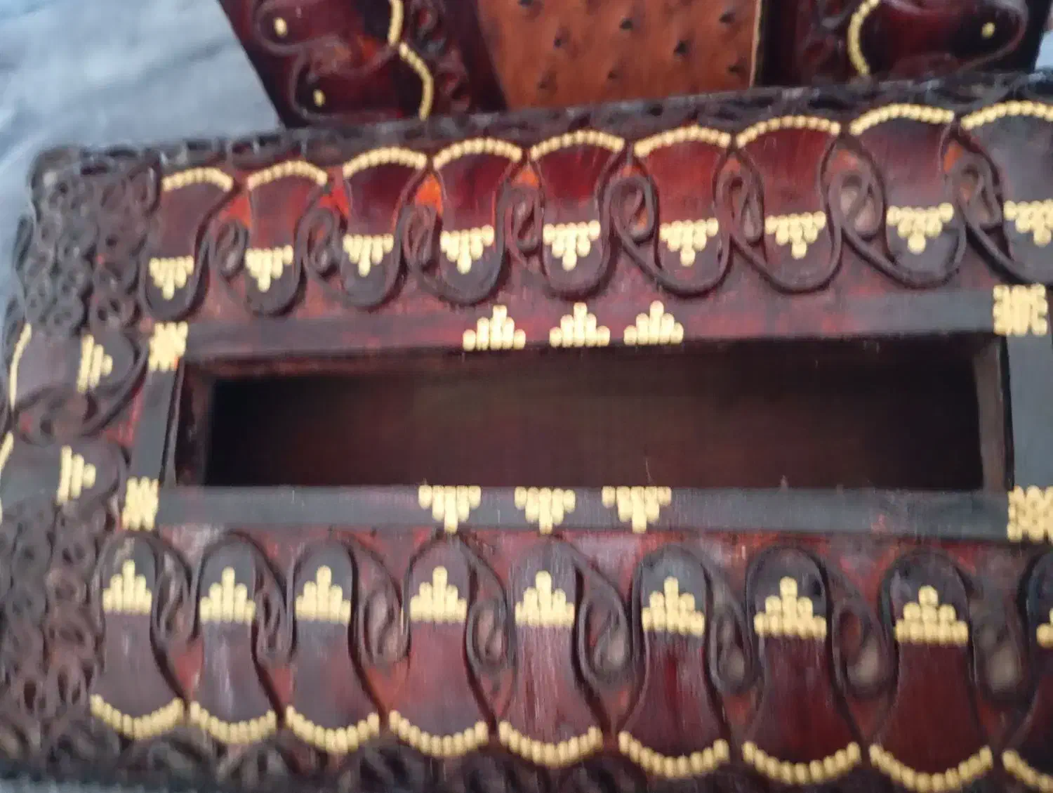 سطل و جا دستمال کاغذی چرم شتر مرغ|صنایع دستی و سایر لوازم تزئینی|کاشان, زیدی|دیوار