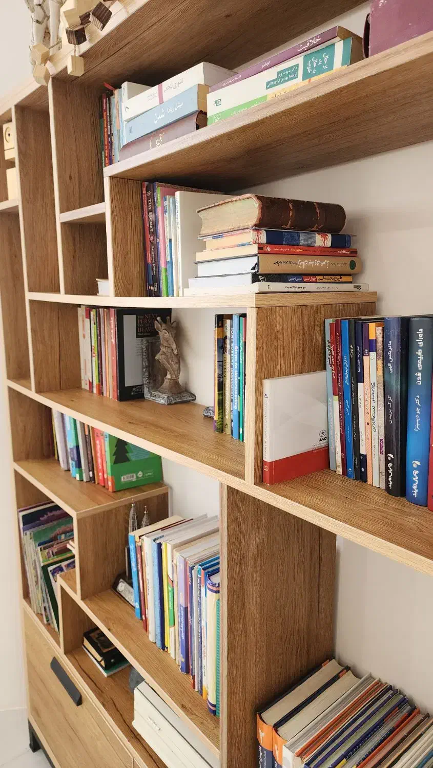 کتابخانه|کتابخانه، شلف، قفسه‌های دیواری|قم, عمار یاسر|دیوار