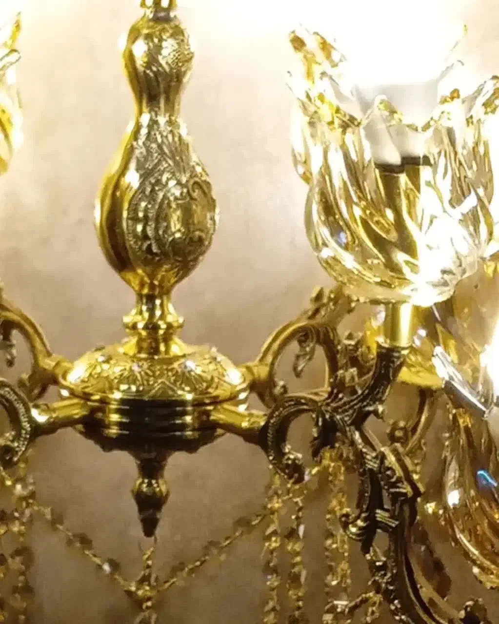 لوستر برنجی برنزی ۴شاخه هشت شعله|لوستر و چراغ آویز|اراک, |دیوار