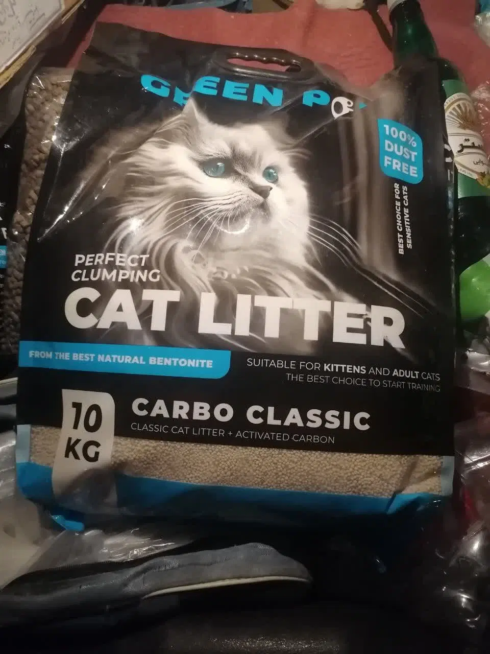 خاک گربه بنتونیت Green Paw کربن فعال ۱۰ کیلویی|لوازم جانبی حیوانات|تهران, مهستان|دیوار