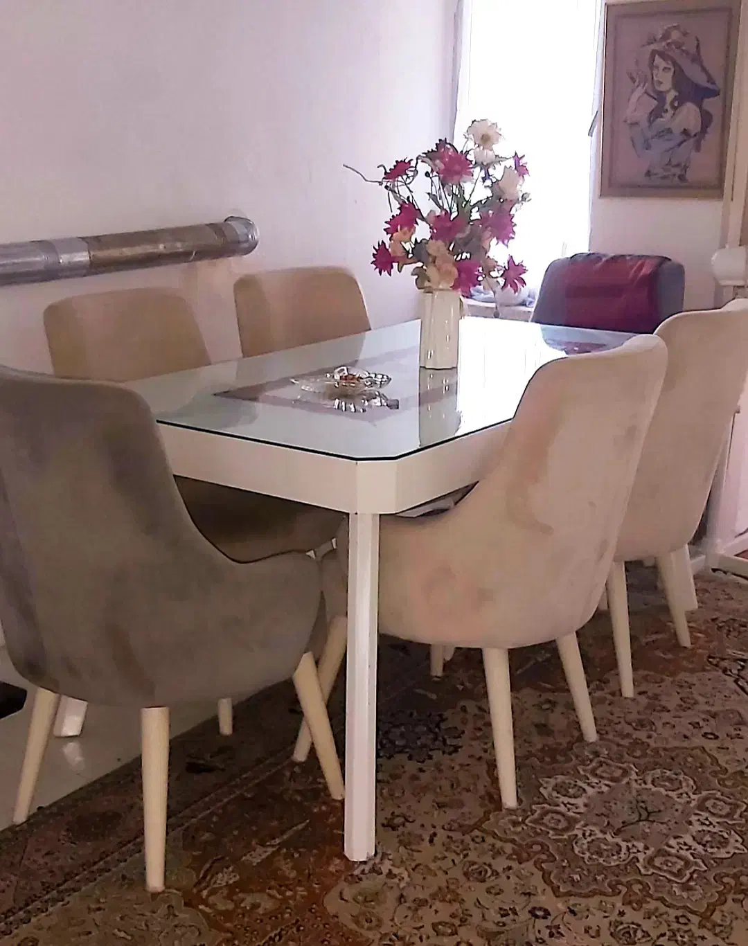 ناهار خوری ۶ نفره با پارچه نانو در حد نو|میز و صندلی غذاخوری|ایزدشهر, |دیوار